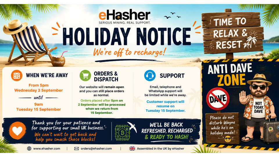 eHasher Holiday Notice September 2026