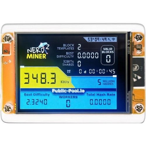 NerdMiner V2 350KH/s Home Bitcoin Miner – Quiet ESP32