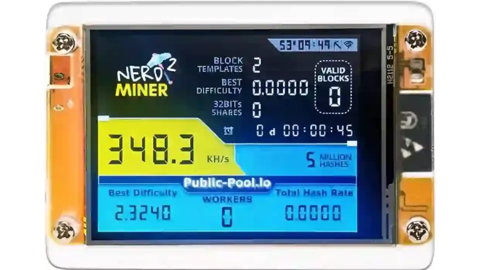 NerdMiner V2 350KH/s Home Bitcoin Miner – Quiet ESP32 NerdMiner V2 350KH/s Home Bitcoin Miner – Quiet ESP32
