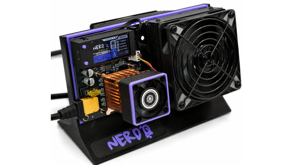 NerdQX Black & Lavender Bitcoin Miner | iX-Tech Full Copper Heatsink | BM1370 ASIC